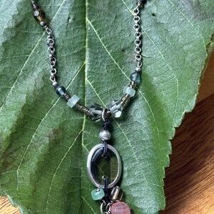 Silpada Pink and Green Bohemian Necklace with Pendant